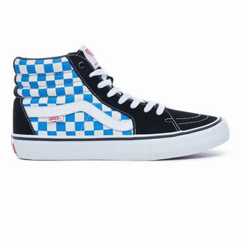 Vans Checkerboard Sk8-Hi Pro - Miesten Korkeavartiset tennarit - Mustat Sininen